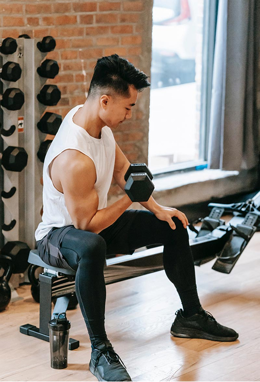 A man with dumbbells